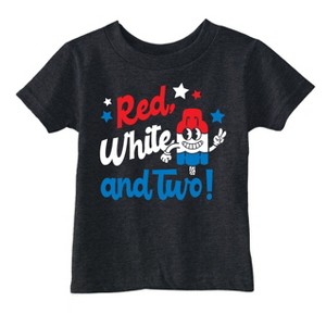 Toddler Funny T Shirt Red White And Two Sarcastic Fourth Of July Graphic Novelty Tee For Young Kids - Crazy Dog Toddler T Shirt Black 3T - 1 of 4