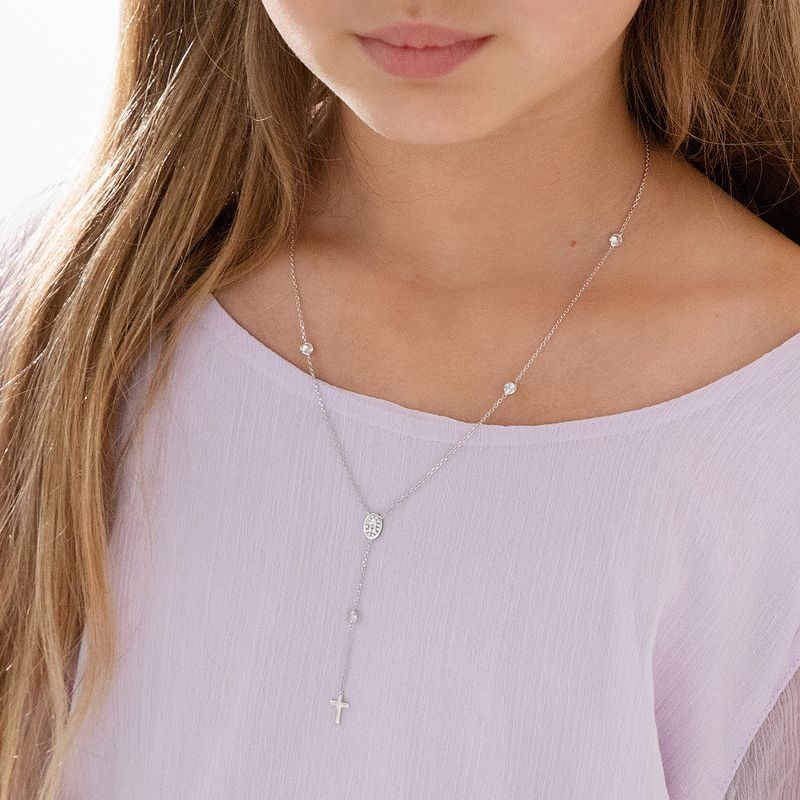 Girls' Dainty Rosary & Cross Sterling Silver Necklace - In Season Jewelry, 3 of 5