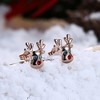 14K Gold Cute Reindeer Stud Earrings, Small Animal CZ Christmas Earrings, Festive Jewelry Gift for Women. - 3 of 4