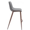 Zuo Modern Magnus Barstool 43.3" H Slate Gray Faux Leather with Walnut Legs, Modern, Set of 2 - 4 of 4