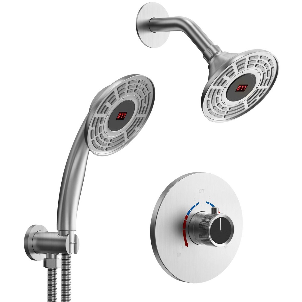 Photos - Shower System 5" Shower Kit with Real Time Tempe Display Shower Faucet with Coarse Nicke