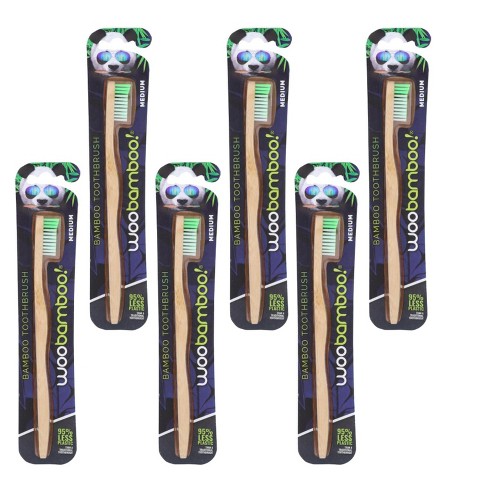 Woobamboo Medium Bristles Bamboo Toothbrush - 6 Ct : Target