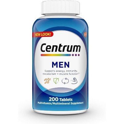 Centrum Multivitamin for Men, Multivitamin/Multimineral Supplement with Vitamin D3, B Vitamins and Antioxidants, Gluten Free, Non-GMO - 200 Count