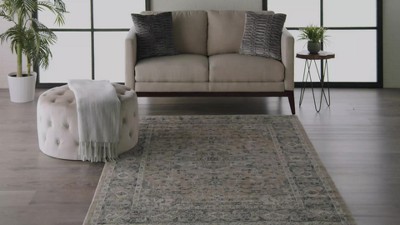 Ivory and Grey Synthetic 5' x 7' Reversible Area Rug