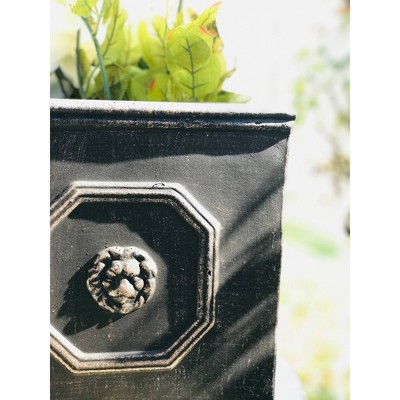 Lion Head Oil Rubbed Bronze Concrete Square Planter