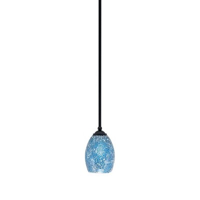 Toltec Lighting Zilo 1 - Light Pendant in  Matte Black with 5" Turquoise Fusion Shade