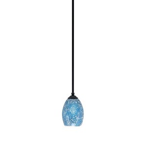 Toltec Lighting Zilo 1 - Light Pendant in  Matte Black with 5" Turquoise Fusion Shade - 1 of 1