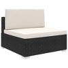vidaXL Patio Furniture Rattan Sofa Chair Middle Seat with Cushions Poly Rattan - Black and White - 2 of 4