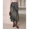 Cheetah Print Satin Midi Skirt - Women's High Waist A-Line Skirt with Elastic Waistband - 2 of 4