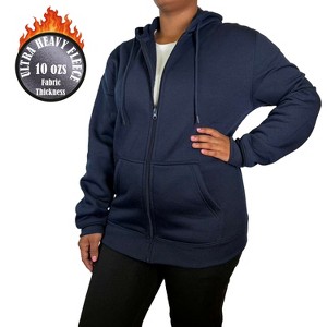 Blue Ice Women's Loose Fit Super Heavyweight Fleece Lined Full-Zip Hoodie - 1 of 3