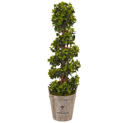 4ft English Ivy Artificial Tree In Farmhouse Planter - Nearly Natural