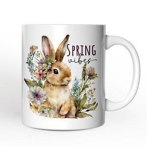 Artistic Watercolor Spring Vibes Mug, Floral Bunny (Non-Custom Only)| OrnamentallyYou - 1 of 4