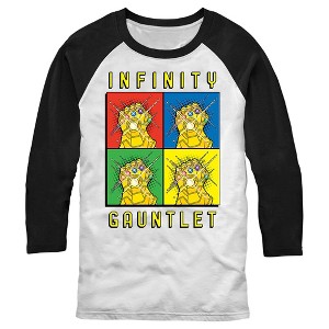 Men's Marvel Infinity Gauntlet Retro Boxes Baseball Tee - 1 of 4