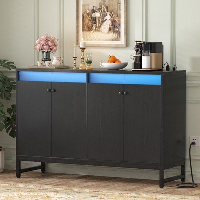 Aheaplus Storage Buffet Cabinet with LED Light
