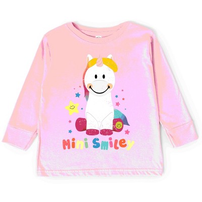 The Juniper Shop Mini Smiley Unicorn Distressed Toddler Long Sleeve Tee