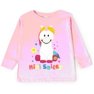 The Juniper Shop Mini Smiley Unicorn Distressed Toddler Long Sleeve Tee - 1 of 4