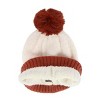 CTM Women's Two Tone Knit Winter Beanie Hat with Pom - 2 of 4