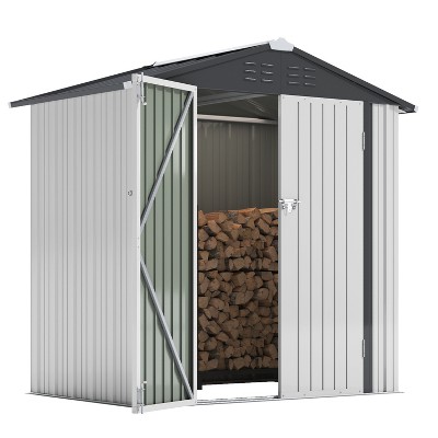 LACOO 6' x 4' Peak-Roof Patio Metal Shed