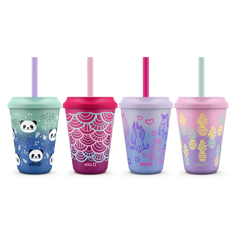 Ello 12oz 4pk Plastic Chameleon Color Changing Cups with Twist on Lids, 3 of 5