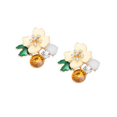 SOHI Women's Black Flower Garden Stud Earrings