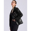 INSPIRE CHIC Women's Notched Lapel Faux Leather Double Breasted PU Work Formal Jackets - 3 of 4