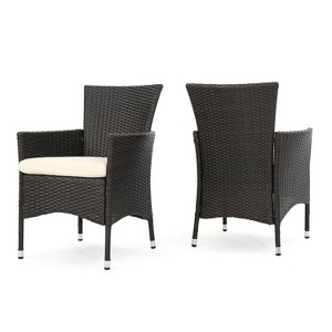 Christopher Knight Home Jocelyn Outdoor Wicker Dining Chairs with Cushion (Set of 2) - 1 of 4