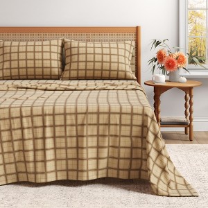 100% Cotton Plaid & Stripe Flannel Sheet Set - Great Bay Home - 1 of 4
