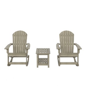 WestinTrends 3-Piece Outdoor Patio Adirondack Rocking Chair with Side Table Set - 1 of 3