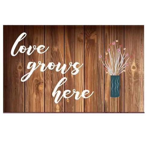 J&V Textiles Love Grows Here 20 x 55 Anti-Fatigue Kitchen Runner Mat Multi