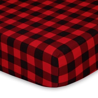 red and black buffalo plaid crib sheet