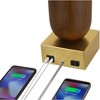 Possini Euro Design Madera 27 3/4" Tall Oval Modern Table Lamp USB Port AC Power Outlet Brown Brass Finish Wood Metal Single Living Room Charging - 3 of 4