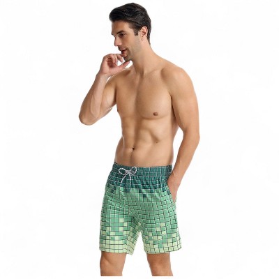 Anna-Kaci Swim Anna-Kaci Men's Swim Shorts with Adjustable Drawstring Waistband Quick-Dry Fabric - Small, Green — фото 6