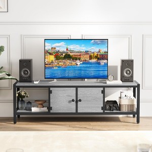 65 Inch TV Cabinet, Farmhouse TV Consoles Up to 75 Inch TV, Wooden TV Stand with Open Storage Shelves for Living Room Bedroom - 1 of 4