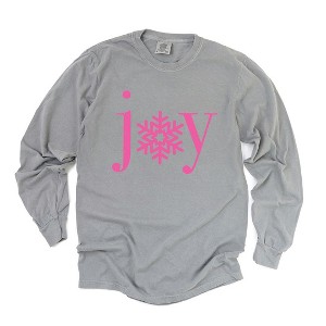 Simply Sage Market Women's Joy Snowflake Long Sleeve Garment Dyed Tee - 1 of 3