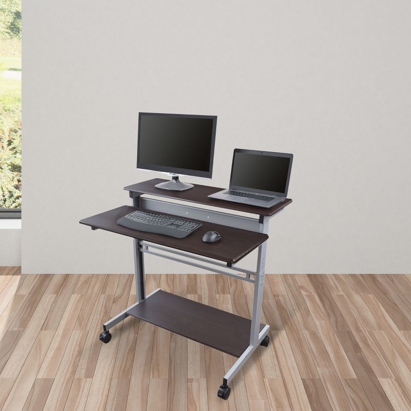 Stand Up Desk Store Rolling Adjustable Height Two Tier Standing Desk Computer Workstation, 3 of 4