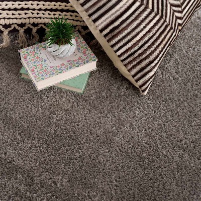 Gray Plush Tufted Handmade Synthetic Shag Area Rug 6'7" x 9'