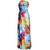 Women Strapless Maxi Boho Vintage Summer Beach Floral Print Hawaiian Party Long Dress - 3 of 4