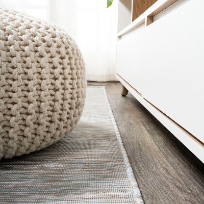 Gray Round Flat Woven Synthetic Reversible Area Rug