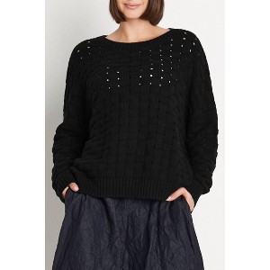 Women's Cotton Lattice Crewneck Sweater - PLANET by Lauren G. - 1 of 4