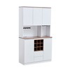 68.9" Farmhouse Coffee Bar Cabinet with Storage, Wine Rack, Drawers, AC & USB Ports for Kitchen, Dining Room, Living Room - 2 of 4