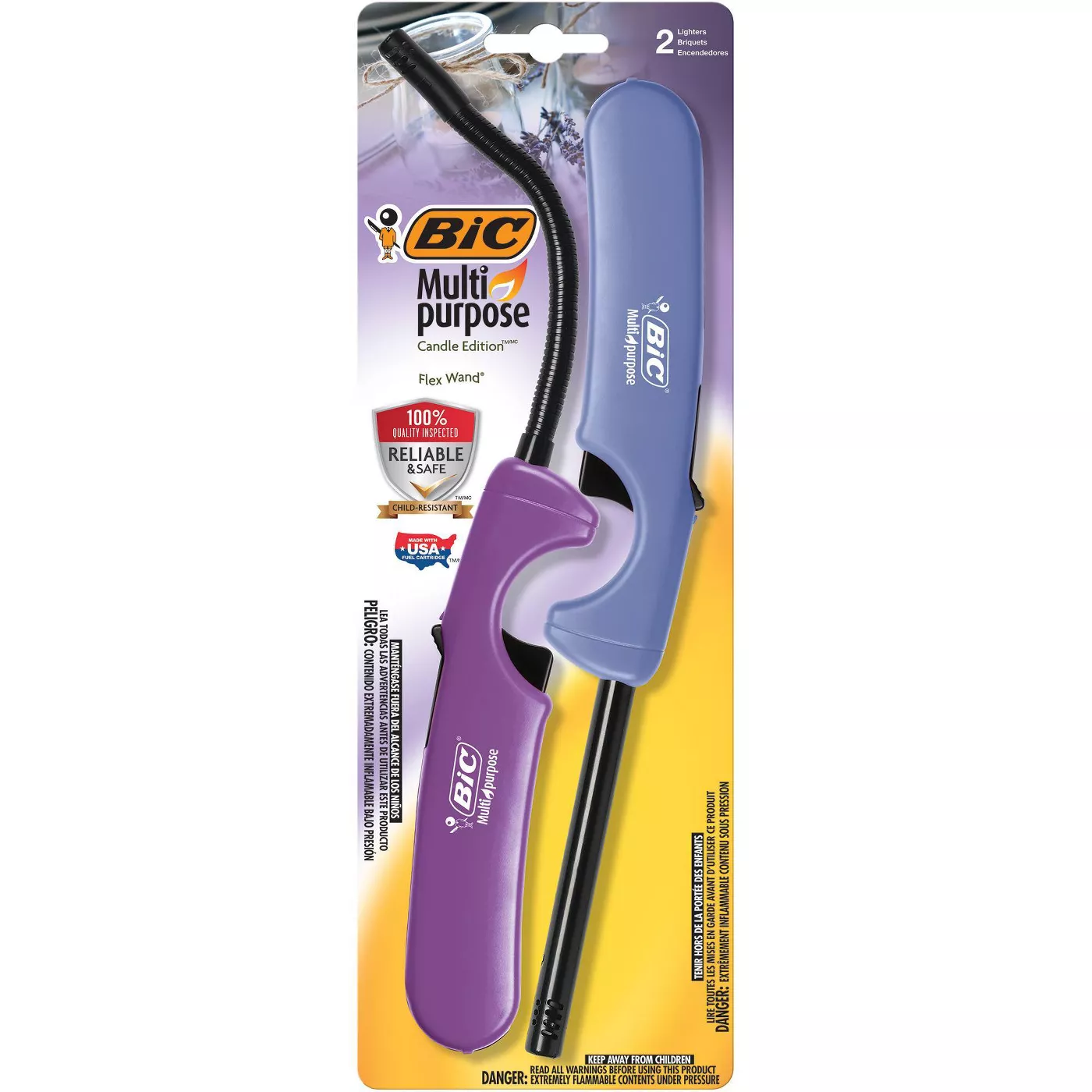 BIC 2pk Combo Candle Edition Multi-Purpose and Flex Wand Lighter - Blue/Purple - image 1 of 10