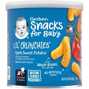 Gerber Baby Food Apple Sweet Potato Crunchies Baby Snack - 1.48oz - 1 of 4