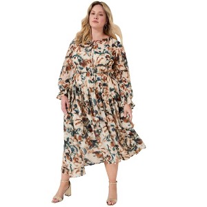 June + Vie by Roaman's Women's Plus Size Tiered Pleated Midi Dress - 1 of 4