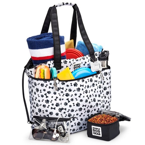 Mobile Dog Gear Dogssentials Travel Tote, White W/ Black Paw Print : Target