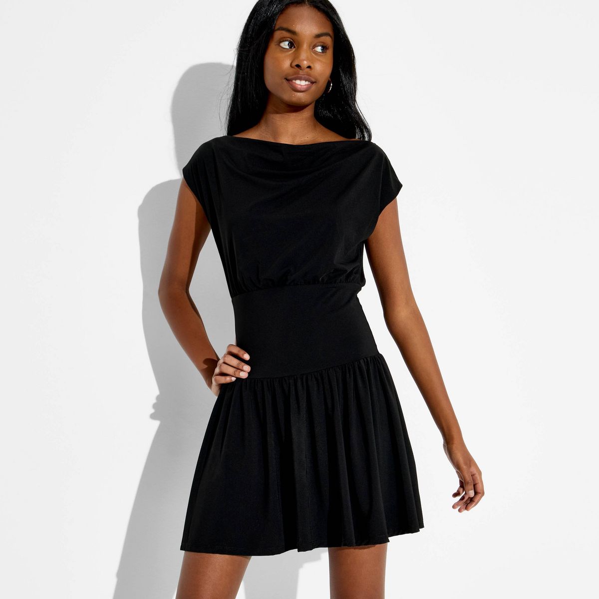 Women's Dolman Sleeve Fit and Flare Mini Dress - Wild Fable™ Black