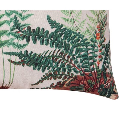 Fern and Frog Botanical Green Polyester Lumbar Pillow