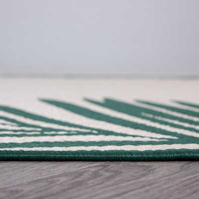 Tropical Palm Floral Green Synthetic 2'x7' Indoor/Outdoor Rug