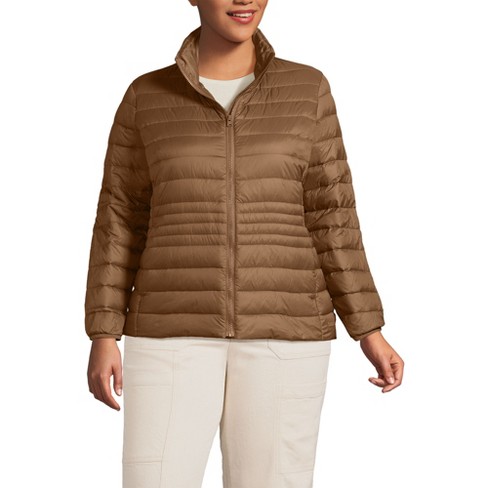 Lands End Women s Plus Size Wanderweight Packable Down Jacket 3x Light Carob Target