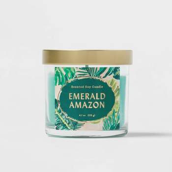 Clear Glass Emerald Amazon Lidded Jar Candle Pale Green - Opalhouse™