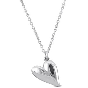 EVERLY JEWELRY | Silver Heart Necklace with Cable Chain – Multiple Metal color Options - 1 of 4